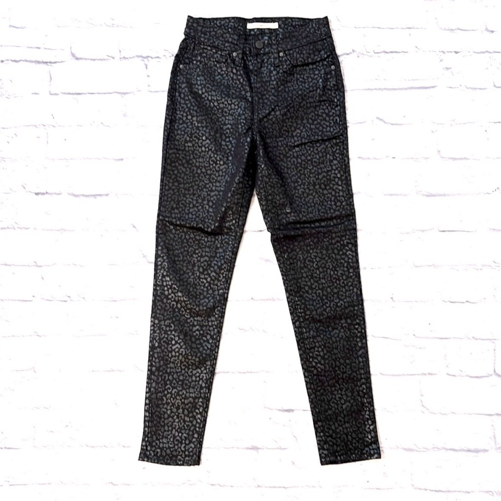 Levi’s 721 Animal Print High Rise Skinny Jeans Black Denim Size 24